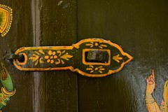 Antique Wooden Window Hand Painted Radha Krishna Rajasthani Wall Hanging Frame