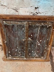 Antique Wooden Wall Décor Window Panel Frame Original Old Hand Crafted