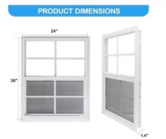 24×36″ (2 Pack) Single-pane Aluminum Shed Windows White Durable screws included