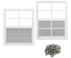 24×36″ (2 Pack) Single-pane Aluminum Shed Windows White Durable screws included