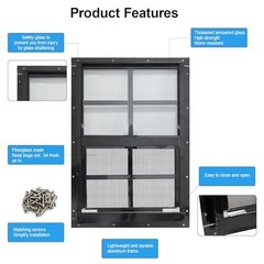 2 Pack 12×18 Shed Windows with Black Frame, Tempered Glass & Screen for Coop, Ga