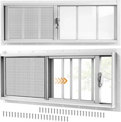 2 Pack Shed Windows, 10″X29″ Sliding Windows with Tempered Glass & Fiberglass Sc