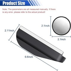 2-in-1 Car Blind Spot Mirrors with Rain Eyebrow, 360° Adjustable Rearview Mirro