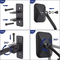 Mirrors Doors Off Compatible with Wrangler, No Vibrate & Wobble Side View M