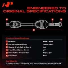 CV Axle Shaft Assembly – Compatible with Cadillac CTS 2003 Rear Driver Side