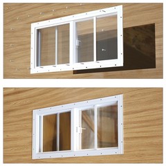 Sliding Shed Windows 2 Pack 10″x23″ Tempered Glass with Screen for Coop, Garage,