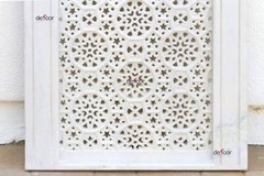 Taj Carved Indian Marble Window, Ornate Lattice Wall Panel, Marble Screen