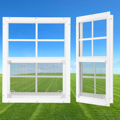 Shed Windows 2 Pack Sliding Tempered Glass Frame Chicken Coop Barn Building Tool