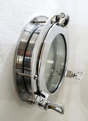 12″ Canal Boat Porthole Window Glass Porthole Home Decorative (Shiny Silver)