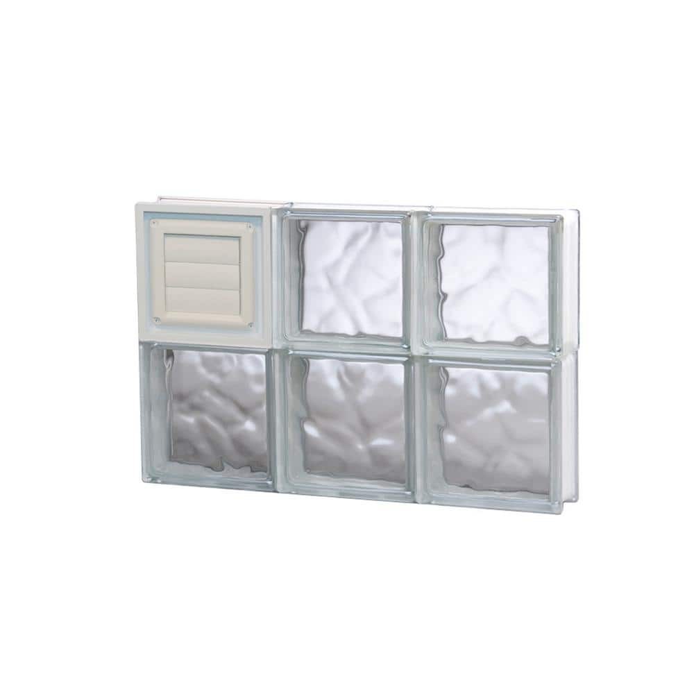 17.25 x 11.5 in. Frameless Wave Glass Block Window with Dryer Vent