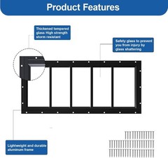 Modern 10″x29″ Transom Windows with Durable Aluminum Frame – Set of 2 in Black