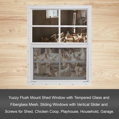 Adjustable 24×27 Shed Windows with Tempered Glass & Fiberglass Screens – 2 Pack