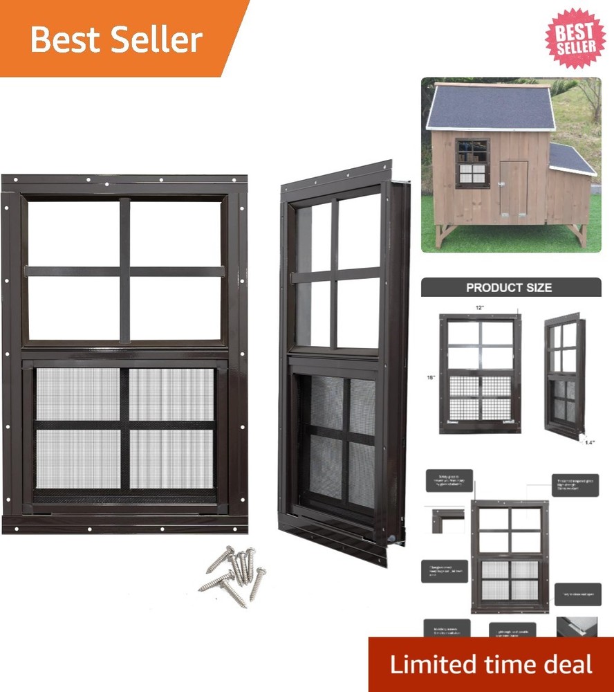 Aluminum Shed Windows 2 Pack – 12×18 Tempered Glass with Easy Installation Kit