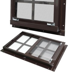 12×18 Shed Windows 2 Pack Brown Aluminum Frame Tempered Glass Weather Resistant