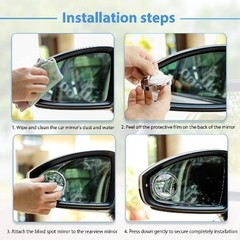 4 Pcs Adjustable 2 Inch Round Convex Blind Spot Mirrors with Fra Color: Silver