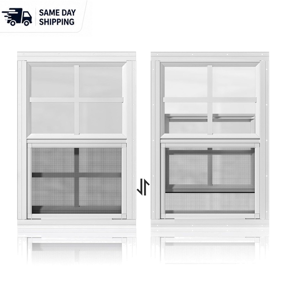 Modern 2 Pack White Flush Mount Shed Windows 18″ x 27″ for Bright Ventilation