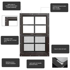 2 Pack 24×36 Shed Windows with Tempered Glass – Brown
