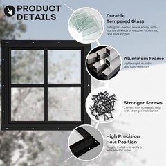 Shed Windows 2 Pack, Chicken Coop Windows 12″ x 12″ with 12×12 Inch Black