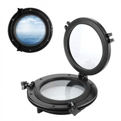 Porthole Marine Boat Portlight Hatch Yacht RV Port Light Window Black 215/265mm