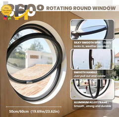 23.6″ Round Rotating Pivot Window Tempered Glass Flush Mount Metal Frame