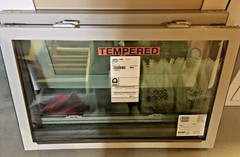 NEW TEMPERED GLASS ALMOND BATHROOM WINDOWS SET TOP/BOTTOM