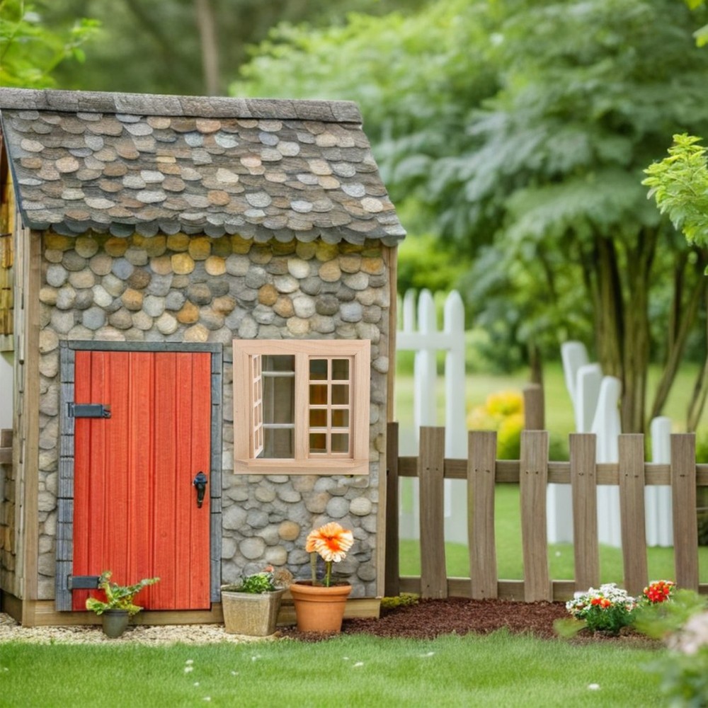 Mini House Adornment Mini Blank Window Model Uncolored Wooden Window