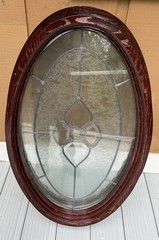 OVAL HOUSE/GARDEN SHED WINDOW 34”T x 22.5”W Stained WOOD FRAME Never Used
