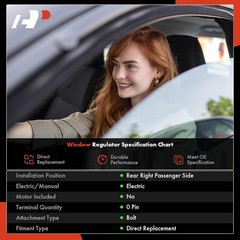A-Premium Power Window Regulator Rear Passenger Side, Without Motor | Compatible