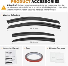Shatterproof Taped-On Window Deflectors for Toyota Camry 2025 2026 with Black…