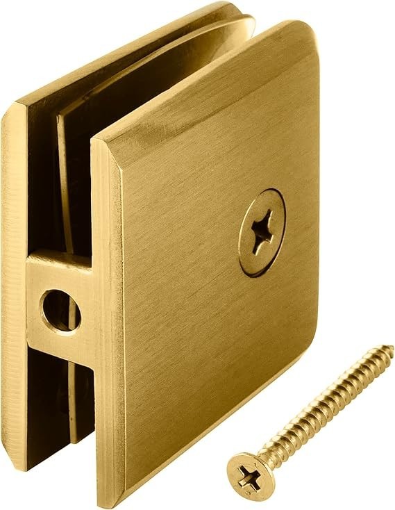 CRL Satin Brass Beveled Hole-in-Glass Style Wall Mount Heavy-Duty Glass Clamp