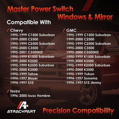 Window & Mirror Switch, Fit for 1994-2001 Chevy GMC C1500 C2500 C3500 Tahoe | Mi