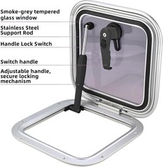 12.7″ Square Anodized Aluminum Boat Deck Hatch & Lid Porthole Portlight Window