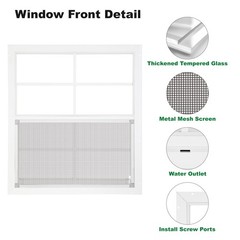 24″ x 27″ Shed Windows 2 Pack – Small Sliding Tempered Glass & Metal Screen, Flu