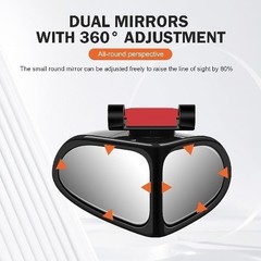2 PCS Car Blind Spot Mirror, Double-Sided Wide Angle 360 Degree Adjustable Rearv