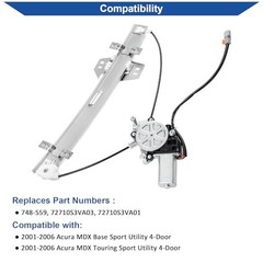 748-559 Power Window Regulator with Motor Compatible Rear Right Passenger Side