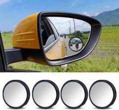 4PCS Blind Spot Mirror, 360° Wide Angle Convex Mirrors with Adjus Color: Black
