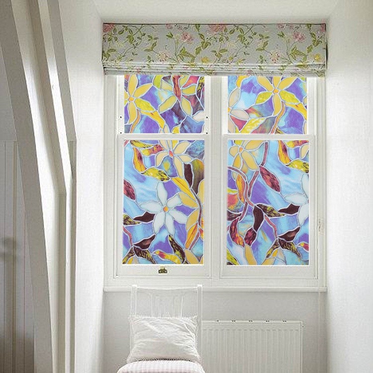 Self Adhesive Glass Window Sticker Film Privacy PVC Frosted Home Floral Bathroom