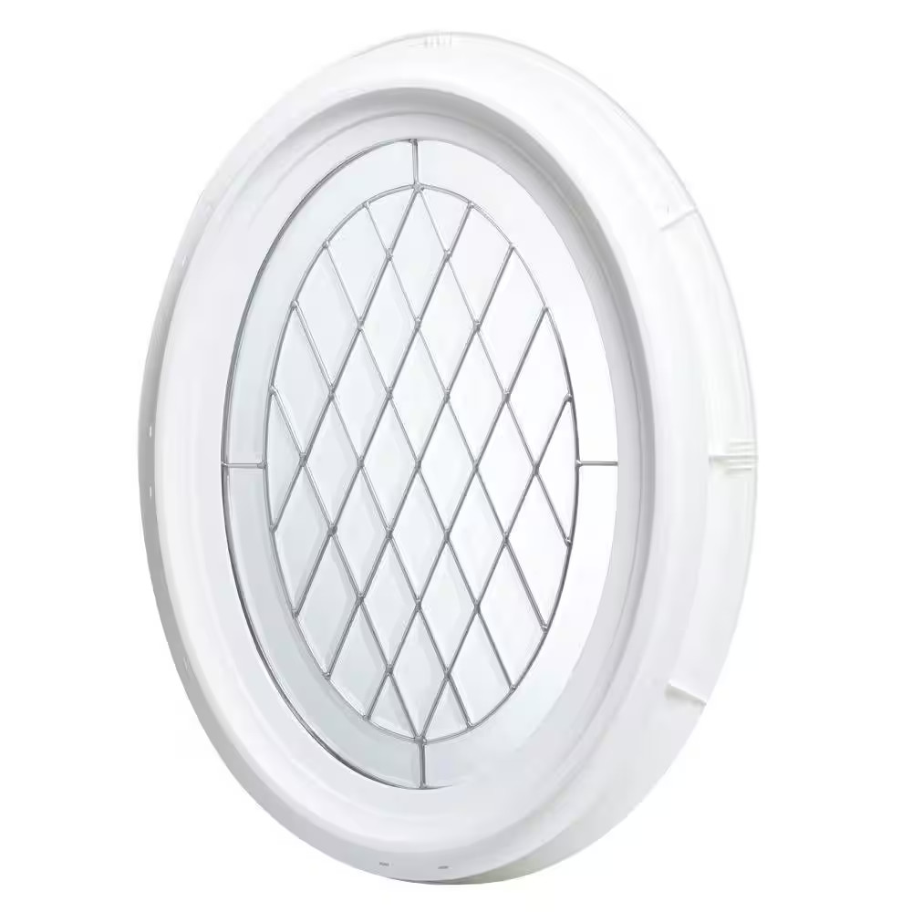 20 In. X 28.75 In. White Triple-Pane Insulated Glass Oval Vinyl Geo Picture Wind