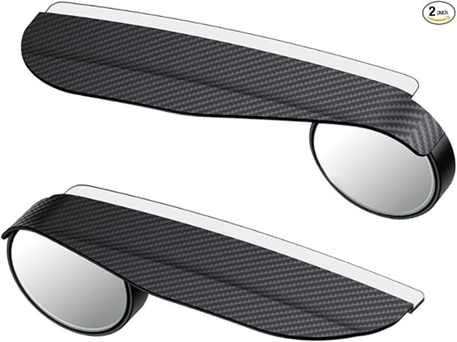 2-in-1 Car Blind Spot Mirrors with Rain Eyebrow, 360° Adjustable Rearview Mirro