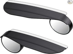 2-in-1 Car Blind Spot Mirrors with Rain Eyebrow, 360° Adjustable Rearview Mirro