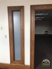 6 Foot Tall Sidelight, Frosted Translucent Glass, Oak, James Madison University