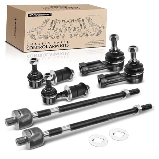 Set of 6, Front Sway Bar Link, Inner Outer Tie Rod End, Compatible with