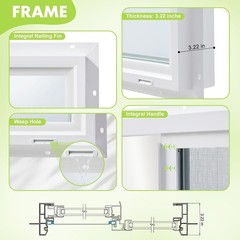 35.5×23.5 Basement Shed Slider Vinyl Windows Dual Pane Insulated Glass White