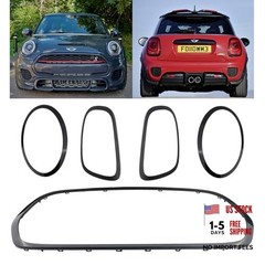 5pcs Front Grille Frame Surround Trim Headlight Taillight Trim Ring Black