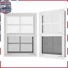 2 Pack 18″ x 23″ White Shed Windows – Flush Mount Aluminum