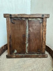 Vintage Wooden Wall Hanging Window Panel With Frame Original old Hand Crafted
