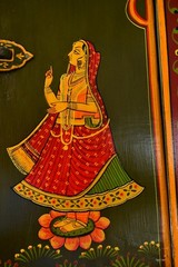 Antique Wooden Window Hand Painted Radha Krishna Rajasthani Wall Hanging Frame