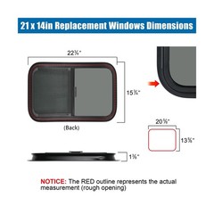 Horizontal RV Window, Tinted Sliding with Net Screen and Trim Ring | 21″ W x …