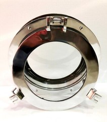 15″ Canal Boat Porthole Window Silver Nickel Door Window Glass Porthole