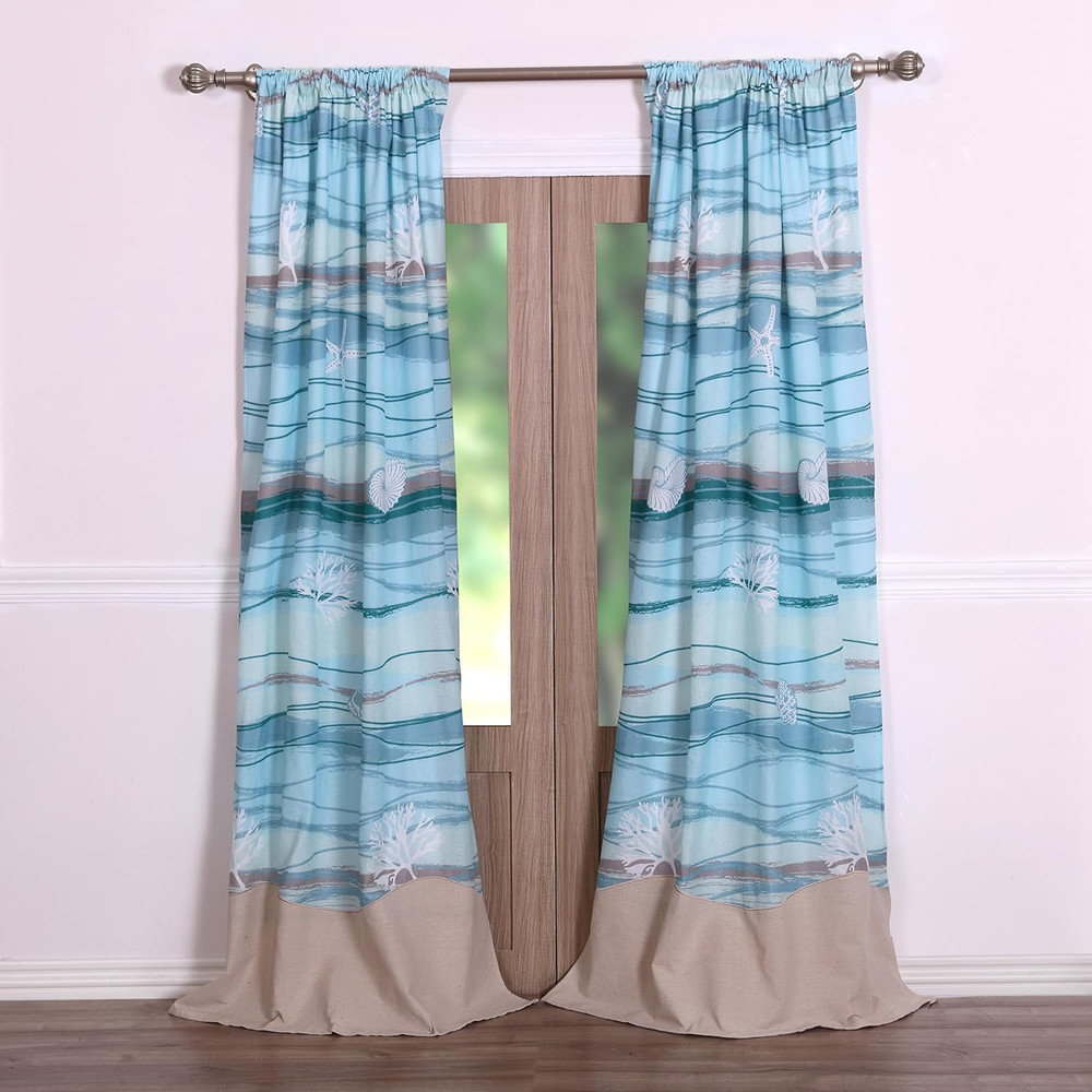 Greenland Home Maui Window Treatment, Blue 42 X 84
